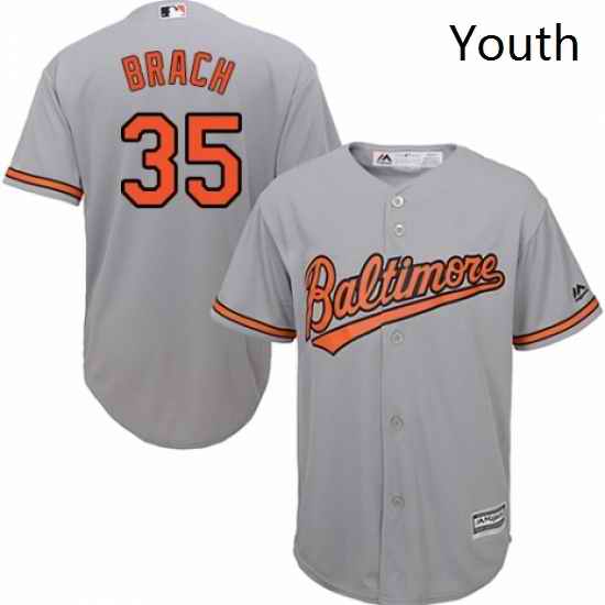 Youth Majestic Baltimore Orioles 35 Brad Brach Replica Grey Road Cool Base MLB Jersey